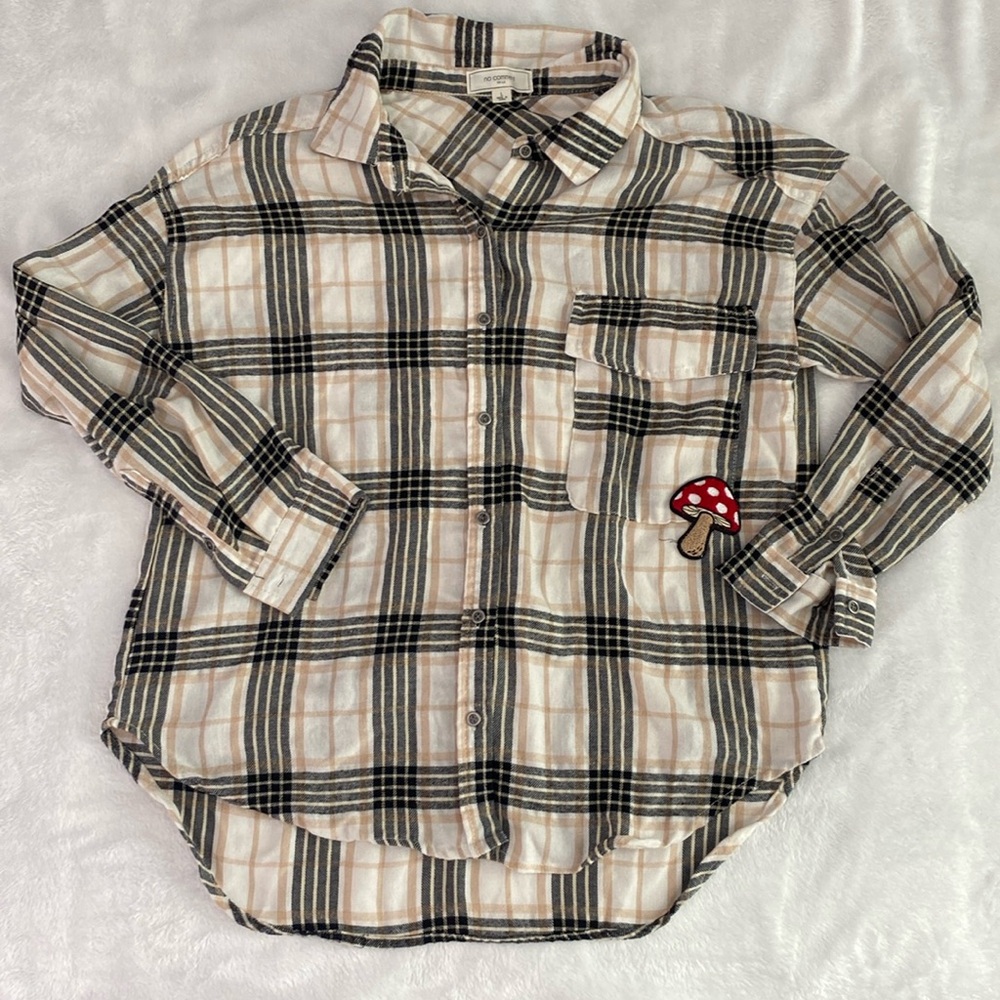 Cream, tan, and grey flannel